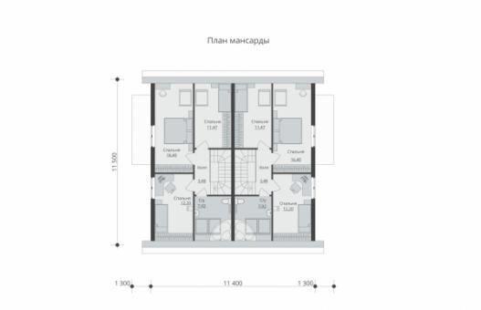 Одноэтажный дом с мансардой и терассой на две семьи