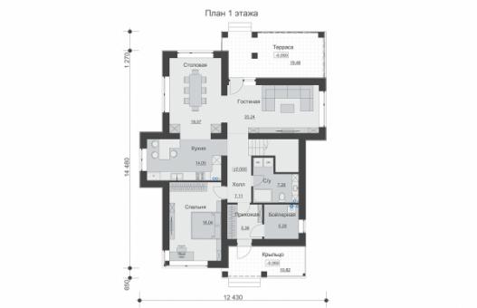 Двухэтажный дом со столовой, пятью спальнями и террасой.